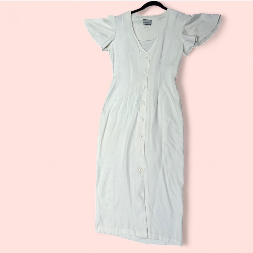 Elegant White Button-Down Midi Dress
